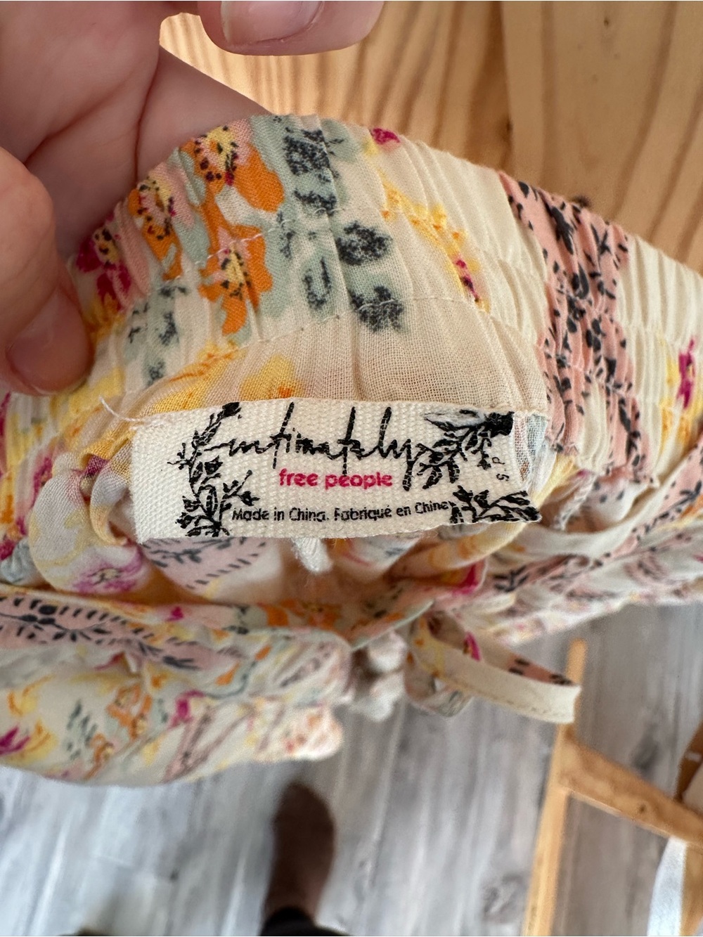 Free People Cream Floral Wide Leg Pants - Picture 3 of 3